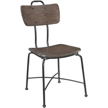 Load image into Gallery viewer, 21&quot; X 18&quot; X 37&quot; Walnut Wood and Black Metal Base Side Chair Set of 2