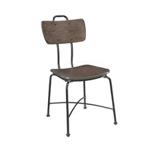 Load image into Gallery viewer, 21&quot; X 18&quot; X 37&quot; Walnut Wood and Black Metal Base Side Chair Set of 2