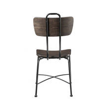 Load image into Gallery viewer, 21&quot; X 18&quot; X 37&quot; Walnut Wood and Black Metal Base Side Chair Set of 2