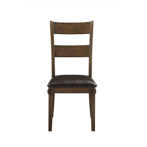 19" X 21" X 39" Faux Leather Upholstered and Dark Oak Wood Side Chair