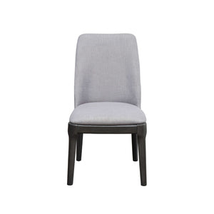 23" X 21" X 39" Light Gray Linen Upholstered Seat and Oak Wood Side Chair