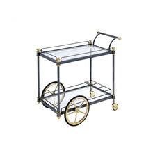 Load image into Gallery viewer, 20&quot; X 31&quot; X 31&quot; Black Gold Clear Glass Metal Casters Serving Cart