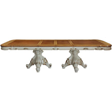 Load image into Gallery viewer, 49&quot; X 120&quot; X 31&quot; Antique Pearl Cherry Oak Wood Poly-Resin Dining Table wDouble Pedestal