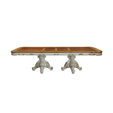 Load image into Gallery viewer, 49&quot; X 120&quot; X 31&quot; Antique Pearl Cherry Oak Wood Poly-Resin Dining Table wDouble Pedestal