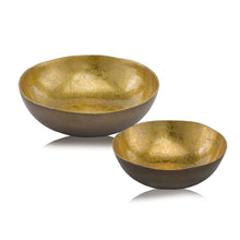 Load image into Gallery viewer, 12&quot; x 12&quot; x 3.75&quot; Gold and Bronze Metal Small Round Bowl