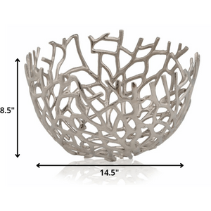 Round Silver Twigs Centerpiece Bowl