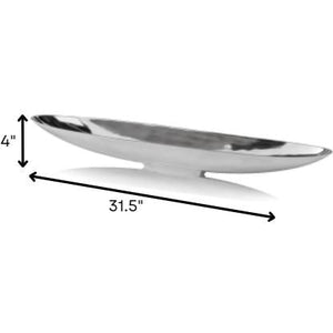 32" Contempo Shiny Silver Long Boat Tray