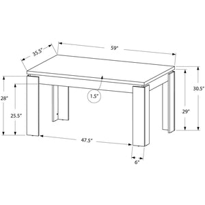 35.5" x 59" x 30.5" Black Reclaimed Wood Look Dining Table