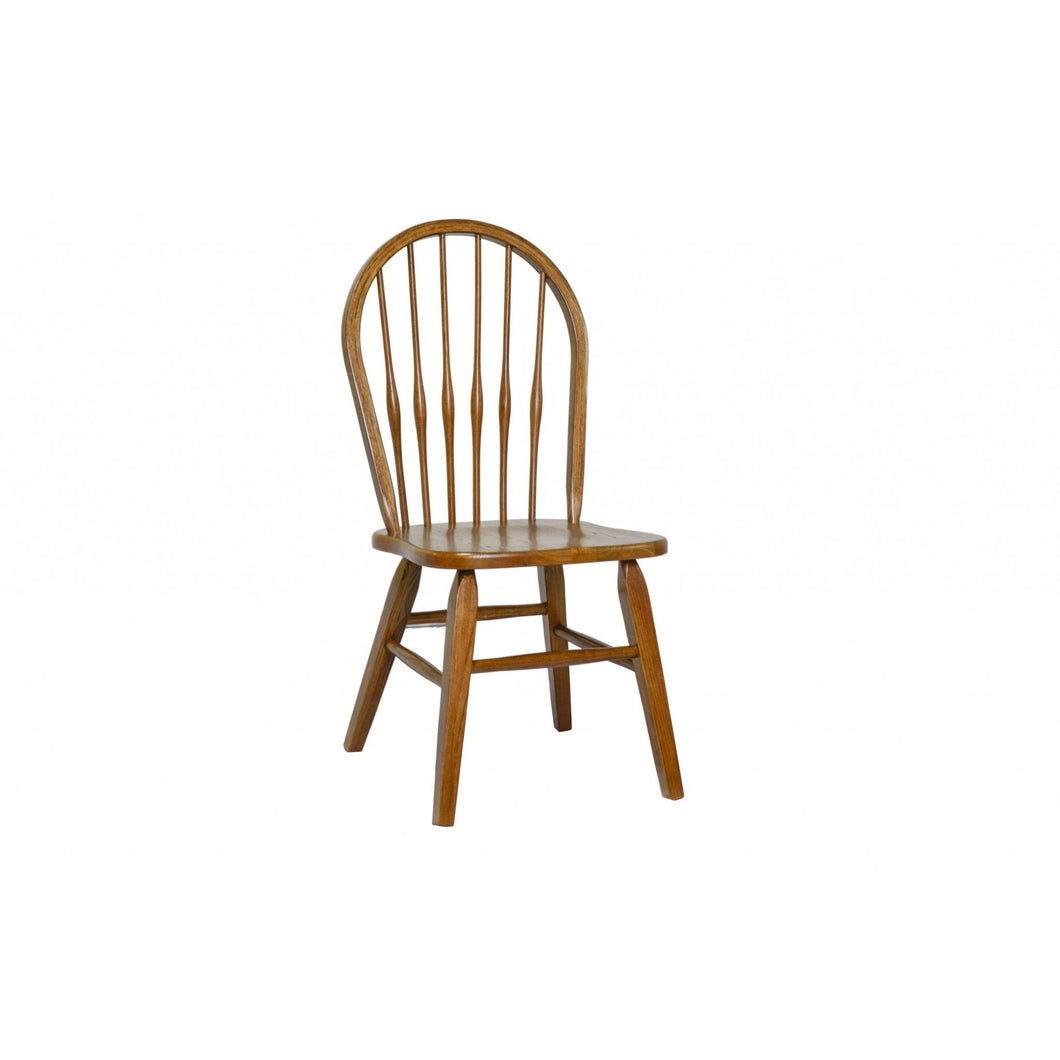 Rounded Back Burnished Brown Hardwood Dining or Side Chair