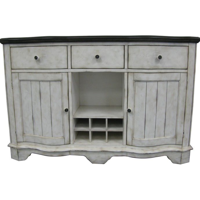 Rustic Whitewash and Black Hardwood Buffet Server