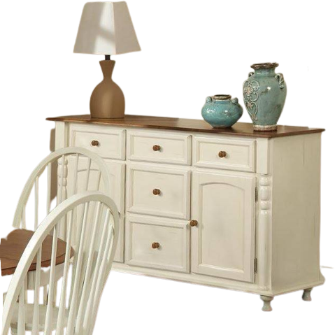 Off White and Cherry Hardwood Buffet Server