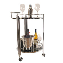 Load image into Gallery viewer, 17.5&quot; x 21&quot; x 30&quot; Chrome Round 2Tier Serving Trolley