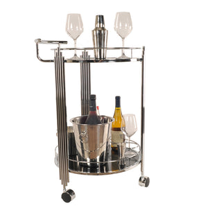 17.5" x 21" x 30" Chrome Round 2Tier Serving Trolley