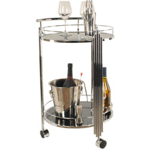 Load image into Gallery viewer, 17.5&quot; x 21&quot; x 30&quot; Chrome Round 2Tier Serving Trolley