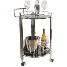 Load image into Gallery viewer, 17.5&quot; x 21&quot; x 30&quot; Chrome Round 2Tier Serving Trolley