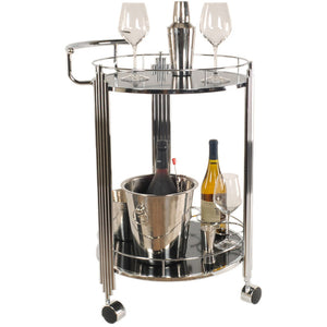 17.5" x 21" x 30" Chrome Round 2Tier Serving Trolley