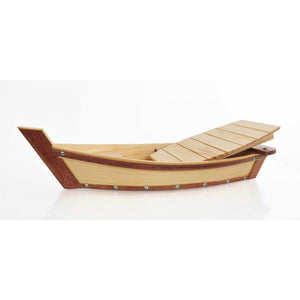 6.25" x 16.75" x 3.37" Small Wooden Sushi Boat Serving Tray