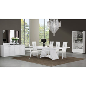 98.5" X 43.5" X 30" White Dining Table and 6" Chair Set