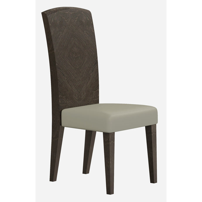 Solid Back Walnut Grain Finish and Gray Dining Chair