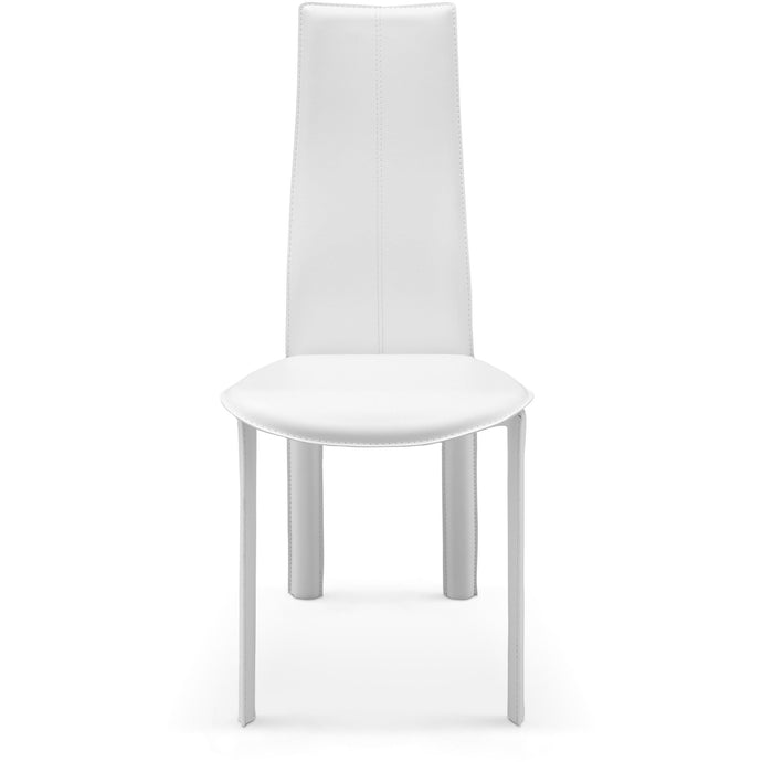 Set of 4 Modern Dining White Faux Leather Dining Chairs