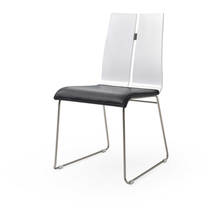 White and Black Faux Leather Metal Dining Chair