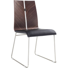 Load image into Gallery viewer, Natural Walnut and Black Faux Leather Metal Dining Chair