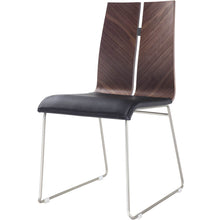 Load image into Gallery viewer, Natural Walnut and Black Faux Leather Metal Dining Chair