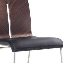 Load image into Gallery viewer, Natural Walnut and Black Faux Leather Metal Dining Chair