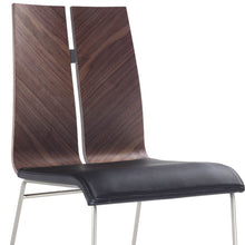 Load image into Gallery viewer, Natural Walnut and Black Faux Leather Metal Dining Chair