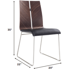 Load image into Gallery viewer, Natural Walnut and Black Faux Leather Metal Dining Chair