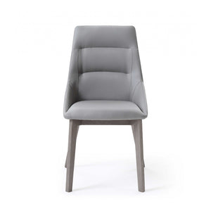 Set of 2 Grey Faux Leather Dining Chairs