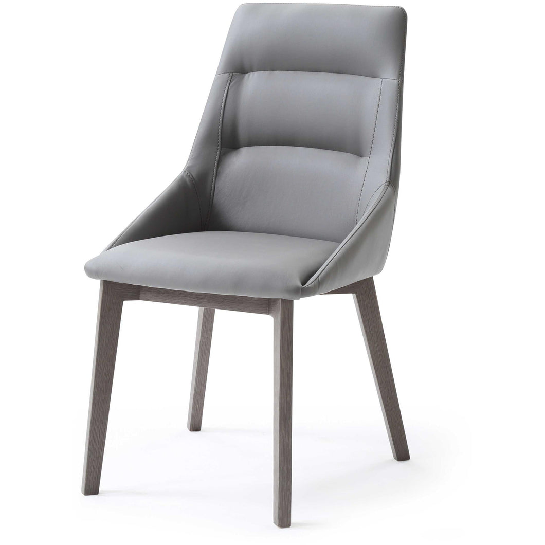 Set of 2 Grey Faux Leather Dining Chairs