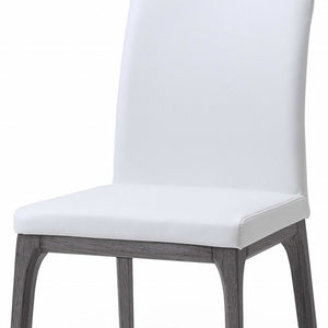 Set of 2 White Faux Leather Dining Chairs