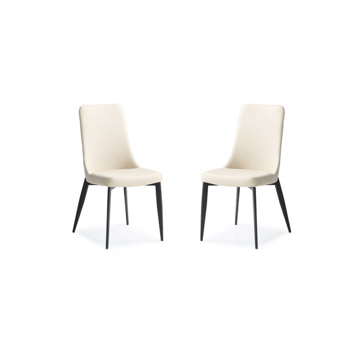 Set of 2 Light Taupe Faux Leather Metal Dining Chairs