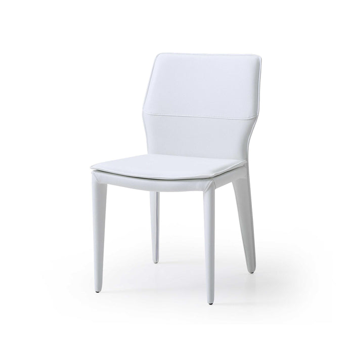 Set of 2 White Faux Leather Dining Chairs