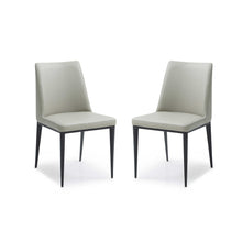 Load image into Gallery viewer, Set of 2 Light Grey Faux Leather and Metal Dining Chairs