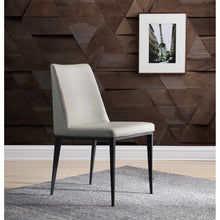 Load image into Gallery viewer, Set of 2 Light Grey Faux Leather and Metal Dining Chairs