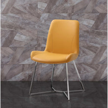 Load image into Gallery viewer, Set of 2 Yellow Faux Leather Dining Chairs