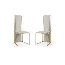 Load image into Gallery viewer, Set of 2 Ultra Modern Beige Suede and Gold Dining Chairs