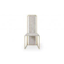 Load image into Gallery viewer, Set of 2 Ultra Modern Beige Suede and Gold Dining Chairs