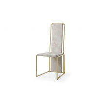 Load image into Gallery viewer, Set of 2 Ultra Modern Beige Suede and Gold Dining Chairs