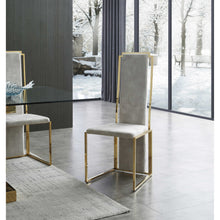 Load image into Gallery viewer, Set of 2 Ultra Modern Beige Suede and Gold Dining Chairs