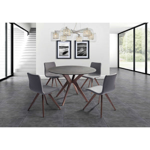47 X 47 X 30 Walnut Veneer Solid Wood Extendable Dining Table