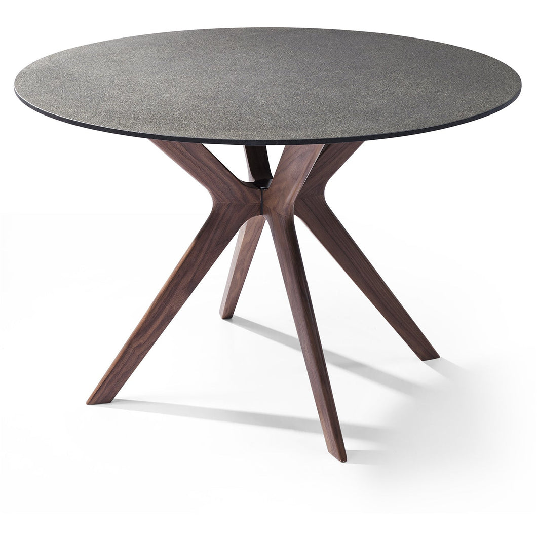 47 X 47 X 30 Walnut Veneer Solid Wood Extendable Dining Table