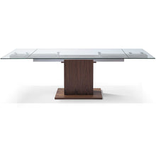 Load image into Gallery viewer, Contemporary Glass Extendable Pedestal Dining Table