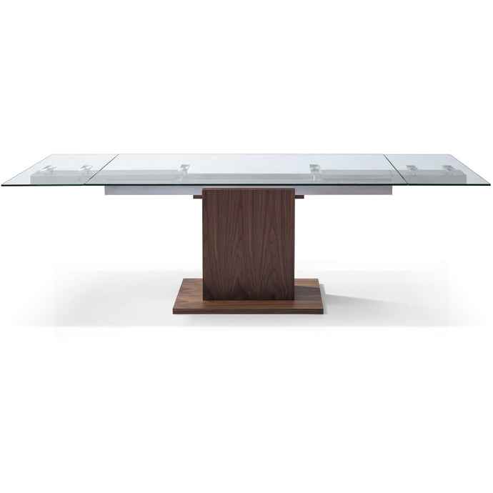 Contemporary Glass Extendable Pedestal Dining Table