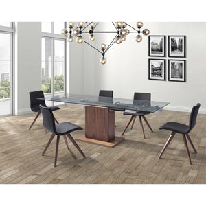 Contemporary Glass Extendable Pedestal Dining Table