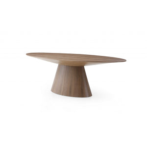 95 X 43 X 30 Walnut Veneer Oval Dining Table