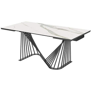 71 X 35 X 30 White Glass Ceramic Dining Table