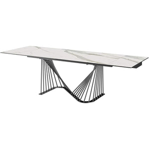 71 X 35 X 30 White Glass Ceramic Dining Table